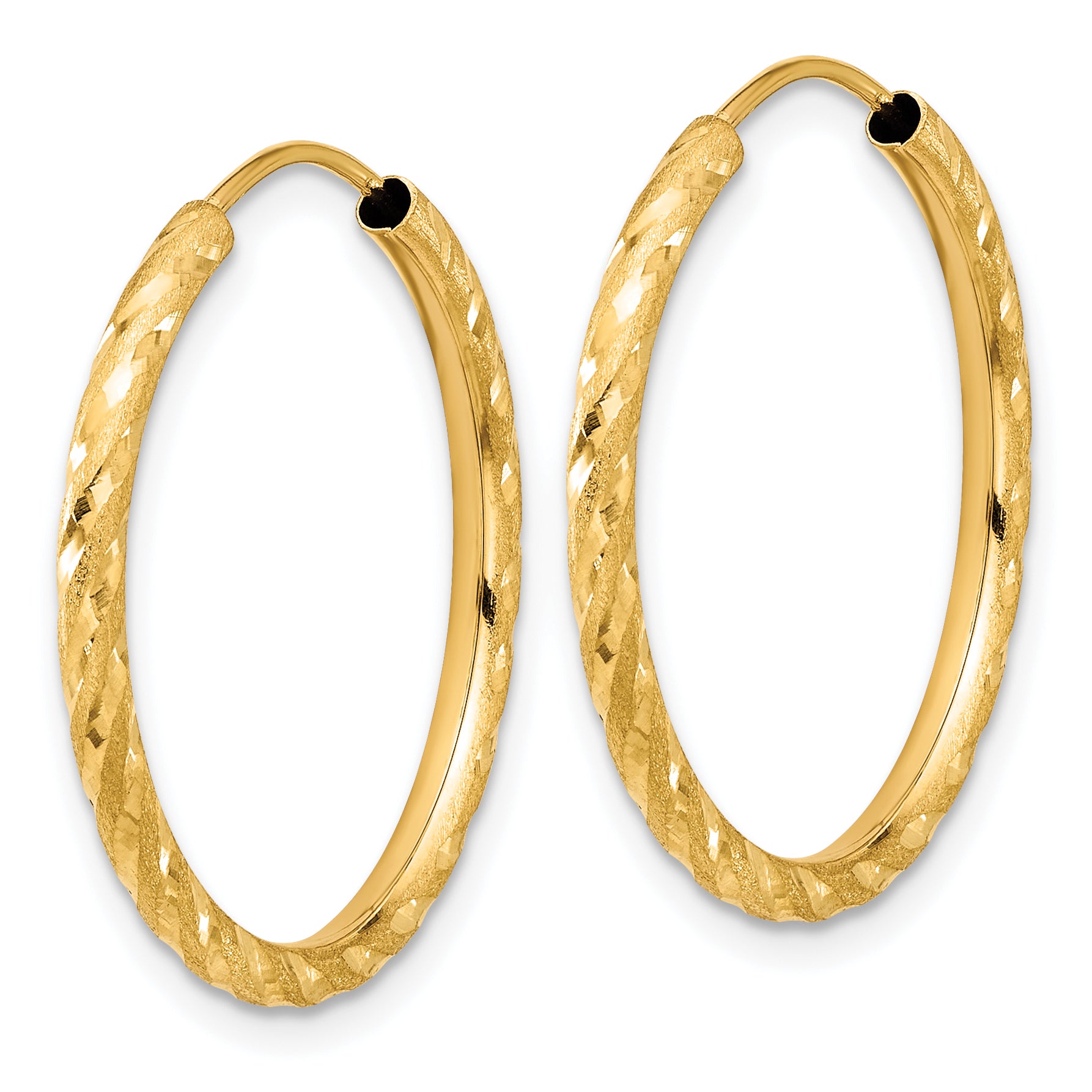 14k Polished and Satin D/C 2.00mm Endless Hoop Earrings Secondary image