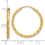 14k Polished and Satin D/C 2.00mm Endless Hoop Earrings