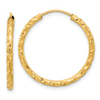 14k Polished and Satin D/C 2.00mm Endless Hoop Earrings
