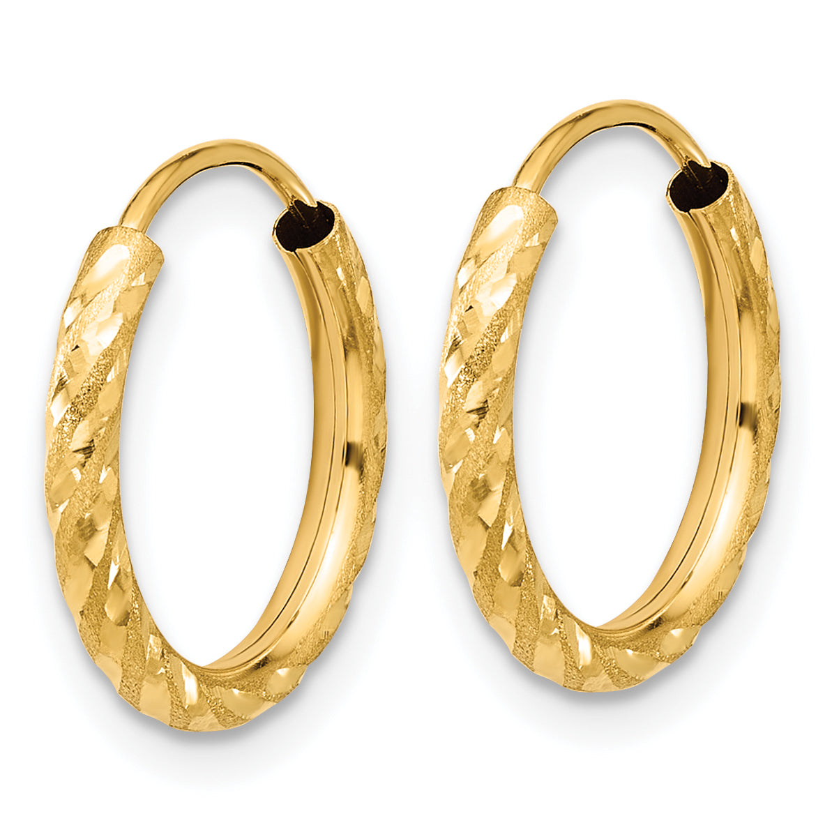 14k Polished and Satin D/C 2.00mm Endless Hoop Earrings Secondary image