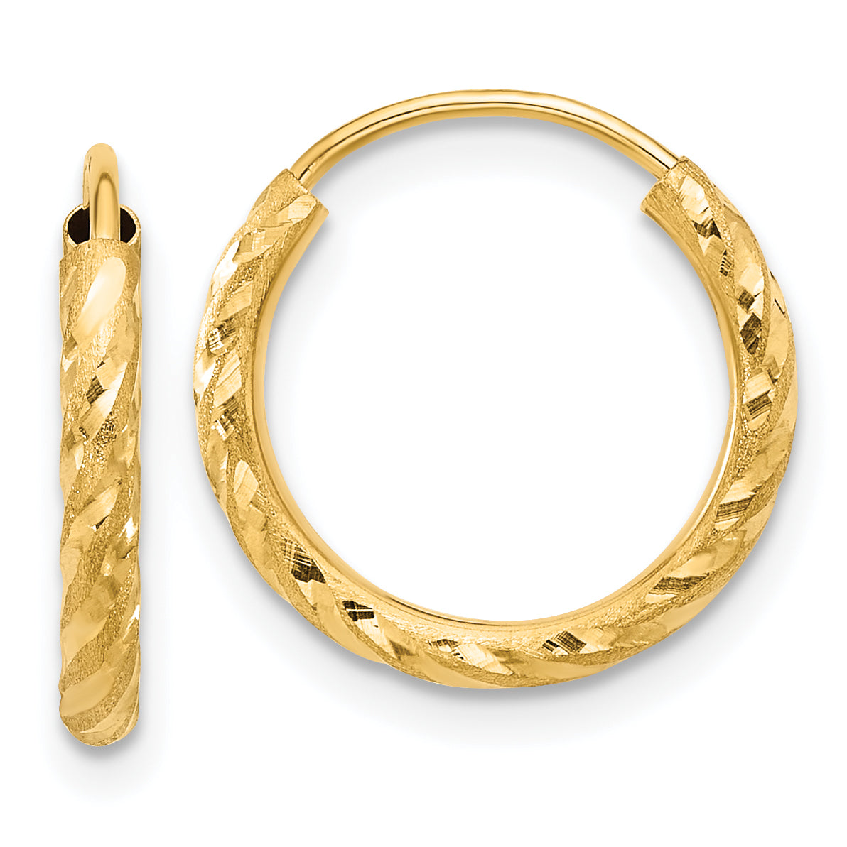 14k Polished and Satin D/C 2.00mm Endless Hoop Earrings Main image