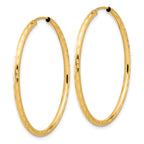 14k Polished and Satin D/C 2.00mm Endless Hoop Earrings