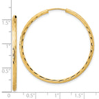 14k Polished and Satin D/C 2.00mm Endless Hoop Earrings