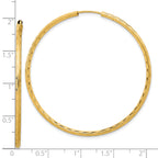 14k Polished and Satin D/C 2.00mm Endless Hoop Earrings