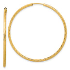 14k Polished and Satin D/C 2.00mm Endless Hoop Earrings