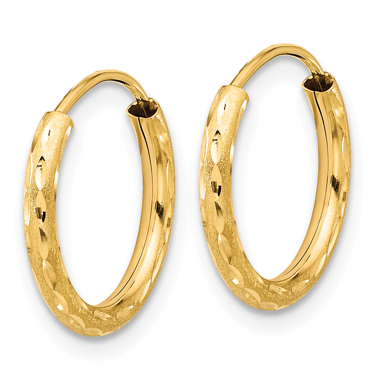 14k Polished and Satin D/C 2.00mm Endless Hoop Earrings Secondary image