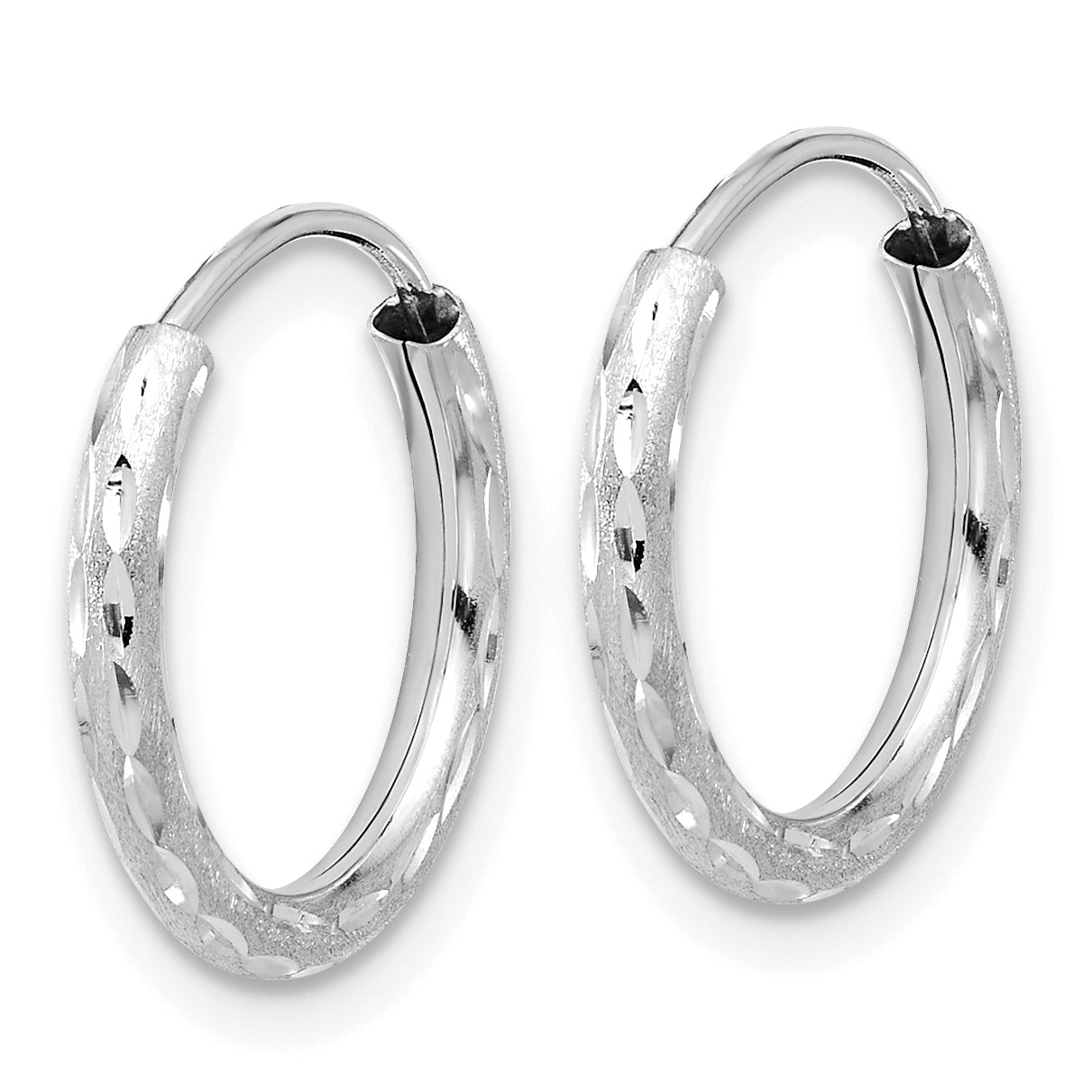 14k White Gold Polished and Satin D/C 2.00mm Endless Hoop Earrings Secondary image