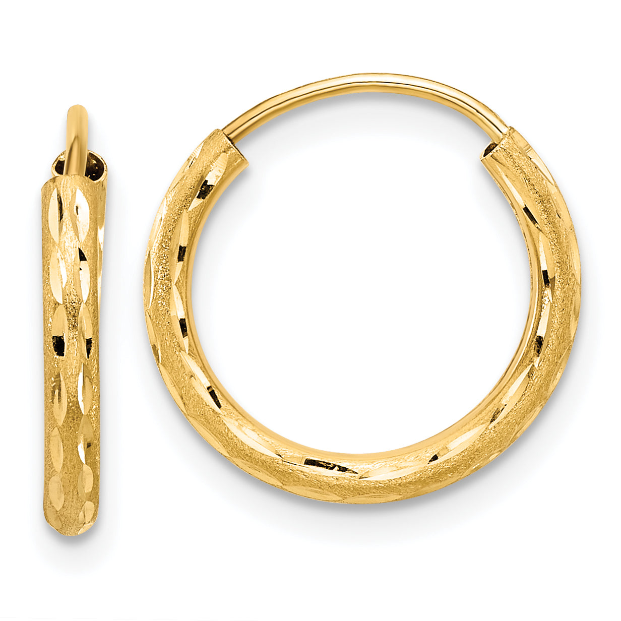 14k Polished and Satin D/C 2.00mm Endless Hoop Earrings Main image