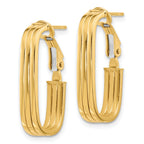 14K Polished Oval Omega Back Hoop Earrings