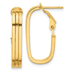 14K Polished Oval Omega Back Hoop Earrings