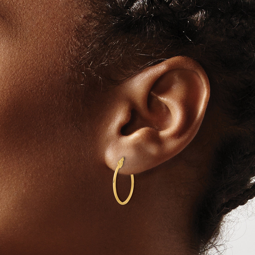 14K Polished Knife Edge Hoop Earrings