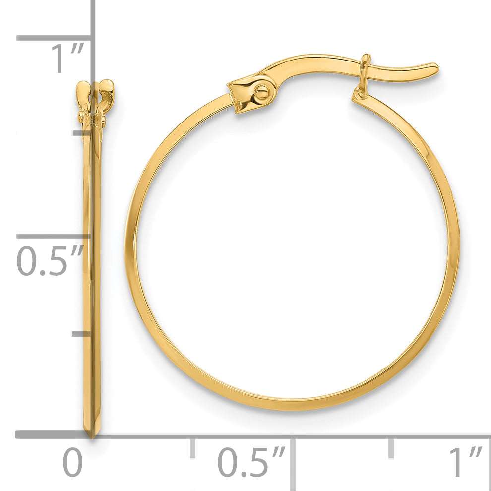 14K Polished Knife Edge Hoop Earrings