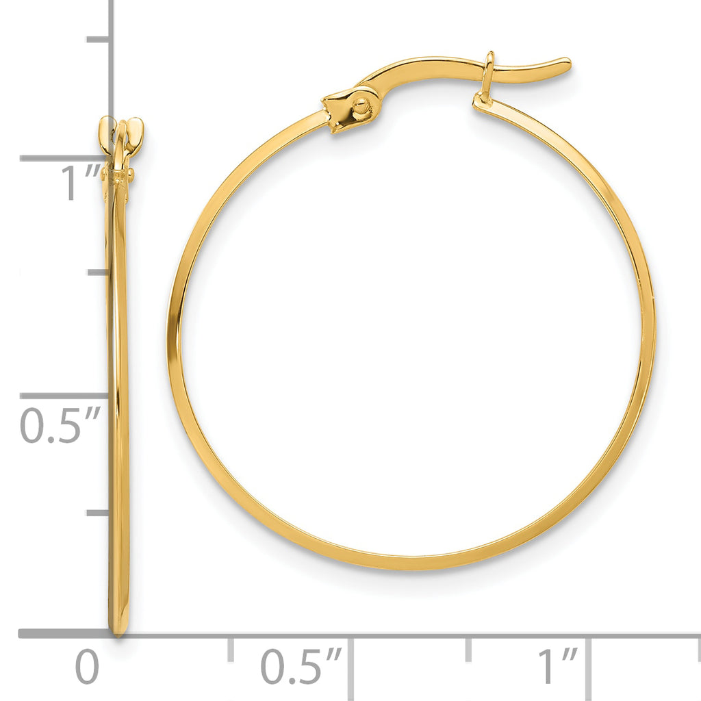 14K Polished Knife Edge Hoop Earrings