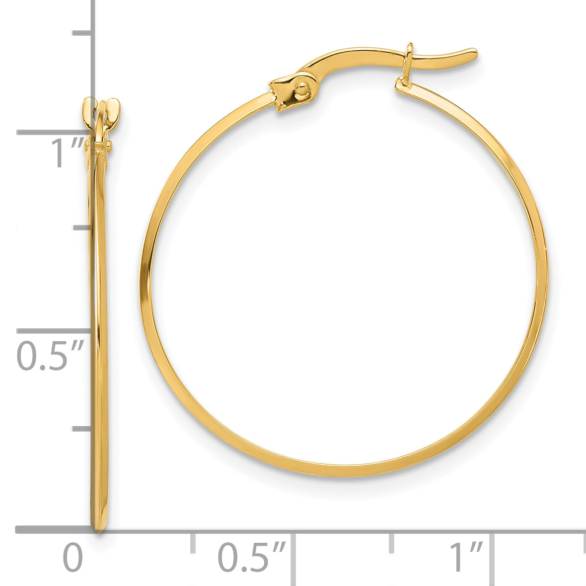14K Polished Knife Edge Hoop Earrings