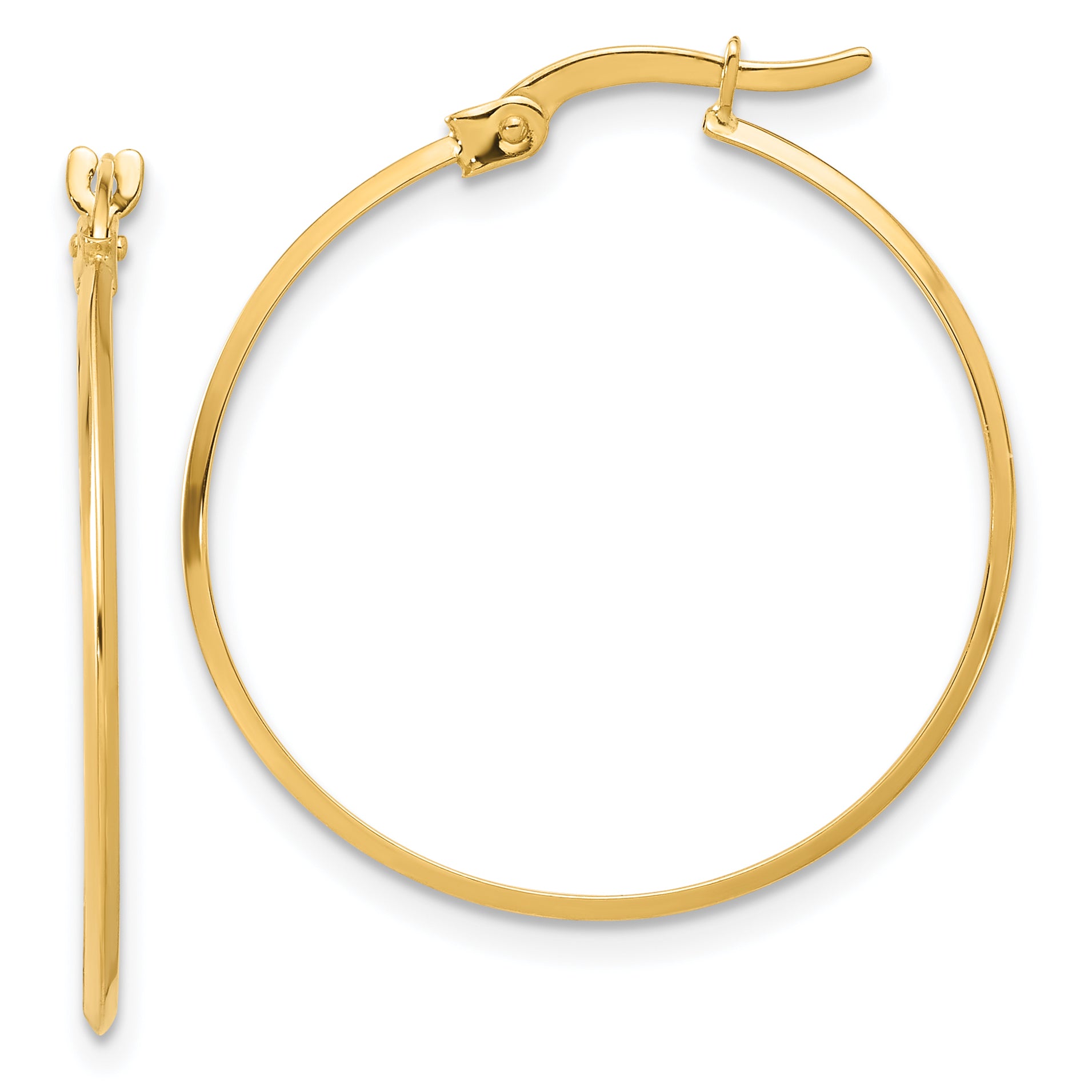 14K Polished Knife Edge Hoop Earrings Main image