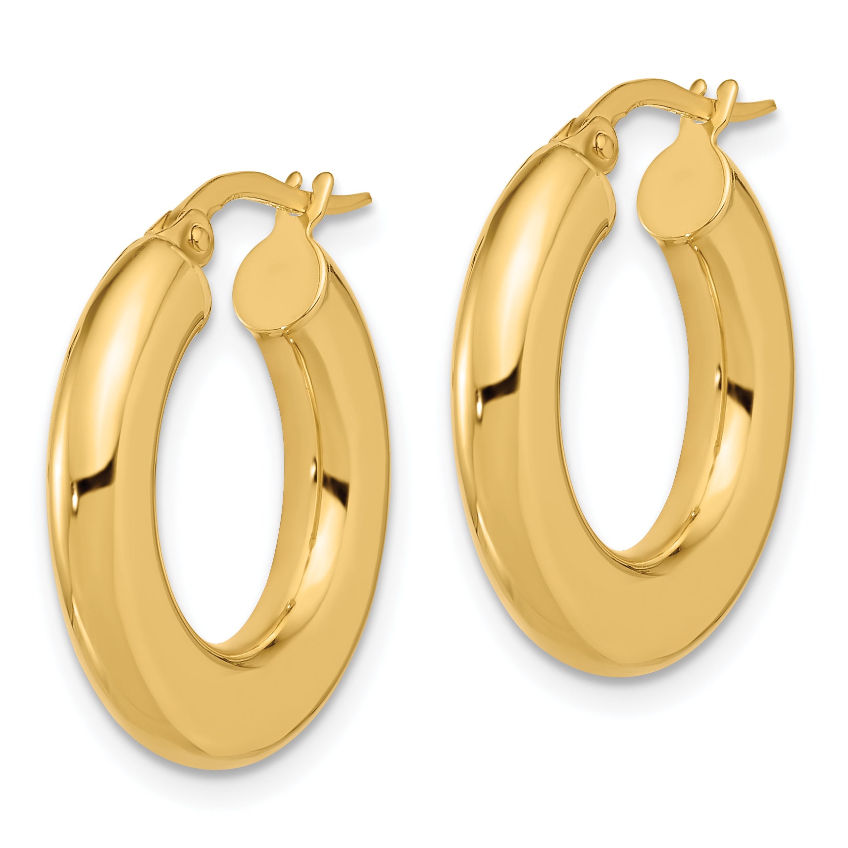 14K Polished Tube Hoop Earrings Secondary image