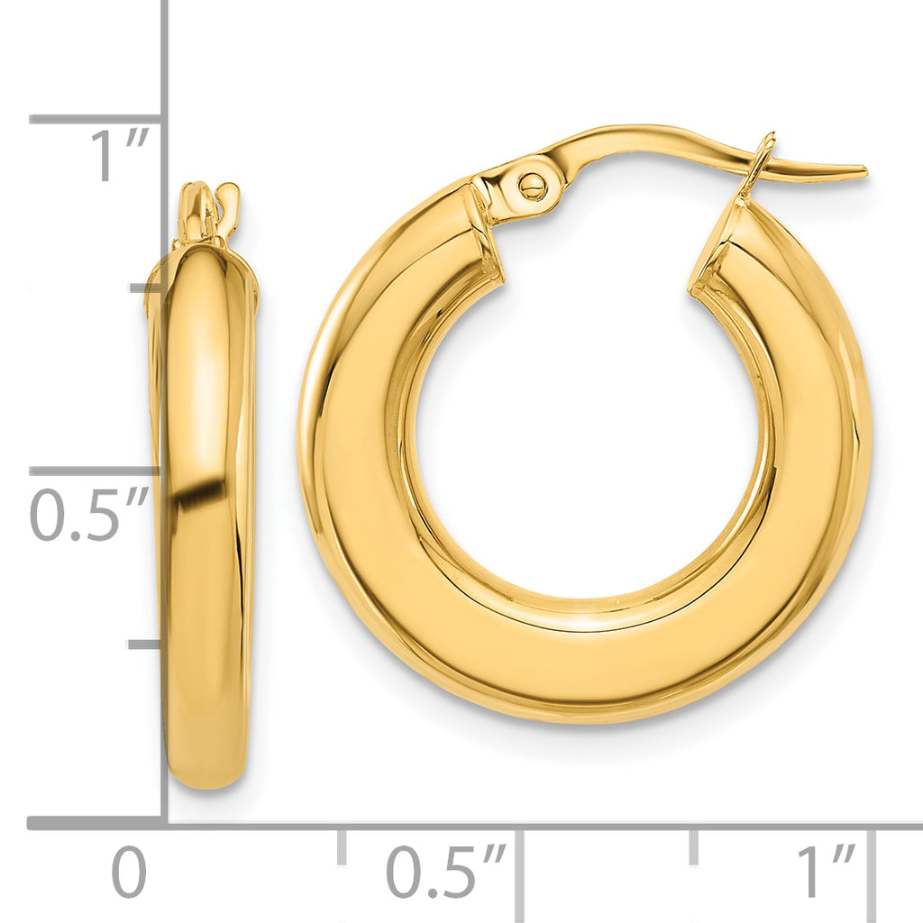 14K Polished Tube Hoop Earrings