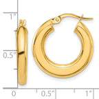 14K Polished Tube Hoop Earrings