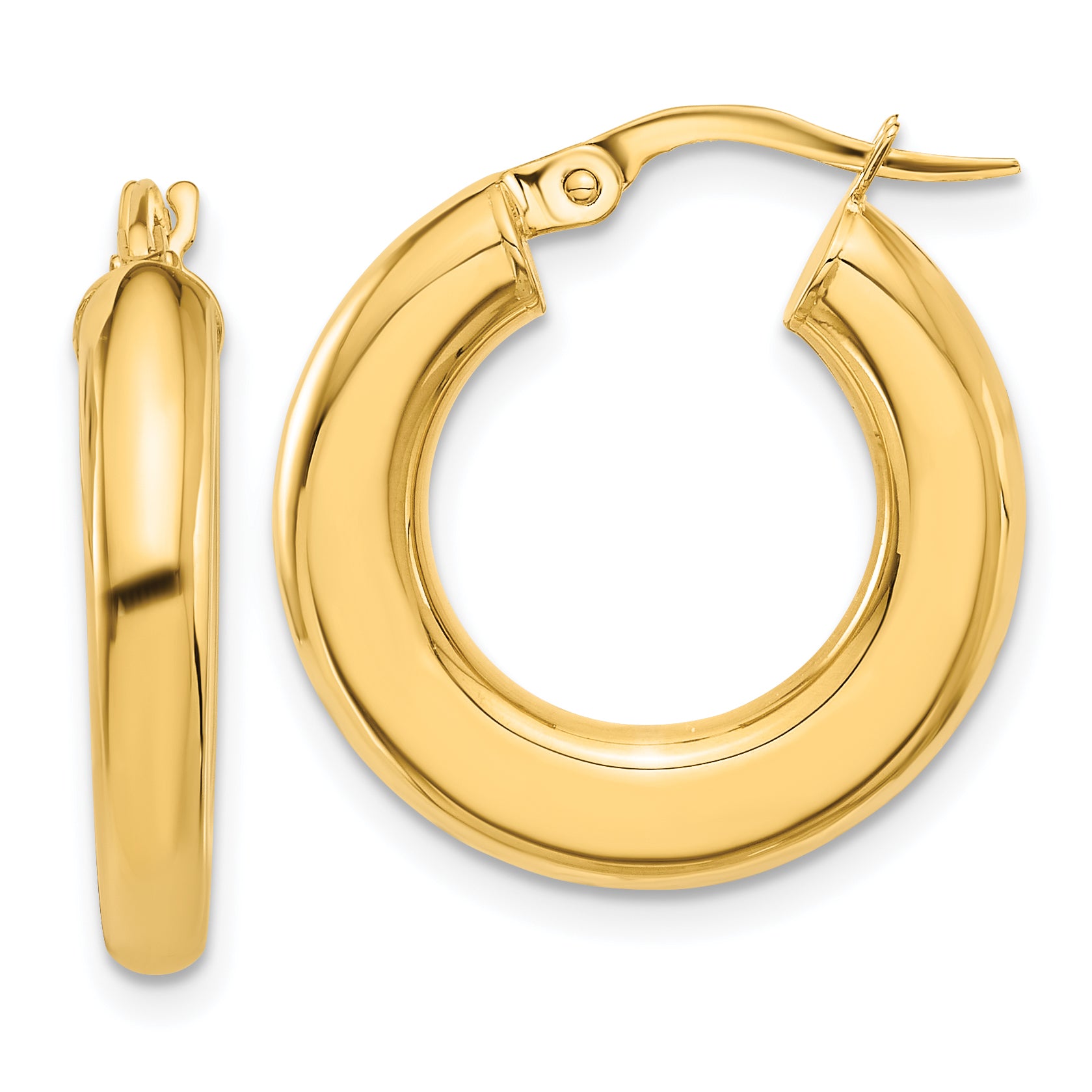 14K Polished Tube Hoop Earrings Main image