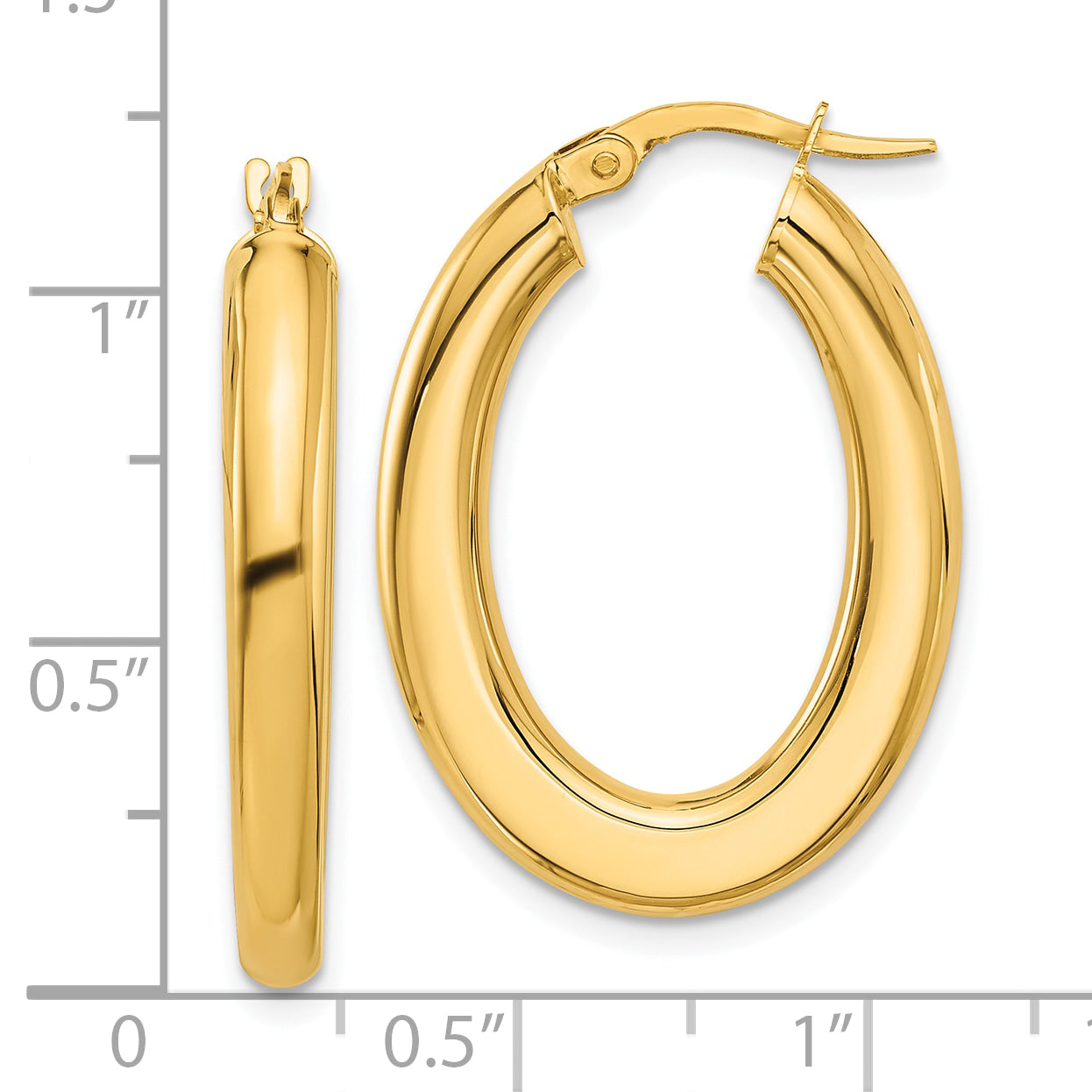 14K Polished Tube Oval Hoop Earrings