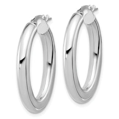 14K White Gold Polished Tube Oval Hoop Earrings