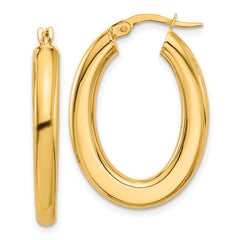 14K Polished Tube Oval Hoop Earrings