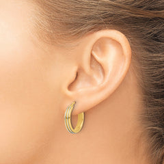 14K Two-tone Polished and Diamond-cut Hoop Earrings