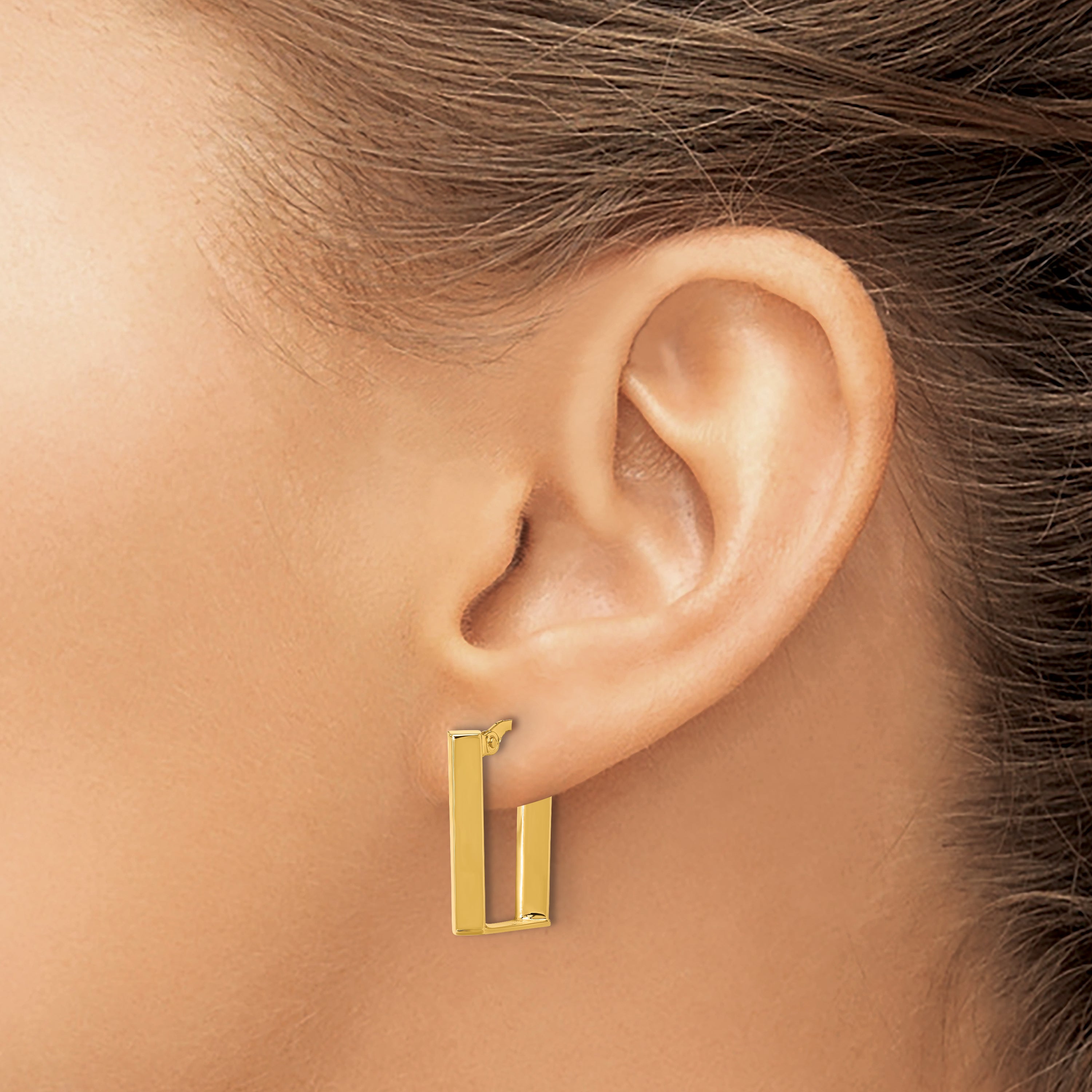 14K Polished U Shape Hoop Earrings