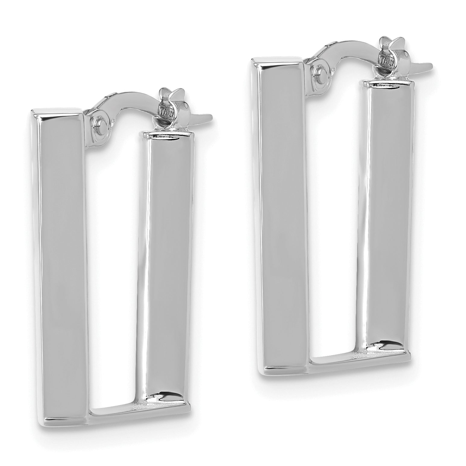 14K White Polished U Shape Hoop Earrings Secondary image
