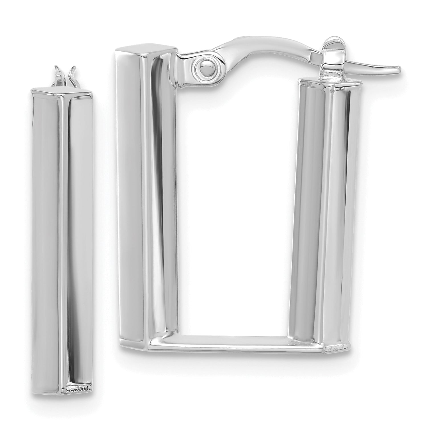 14K White Polished U Shape Hoop Earrings