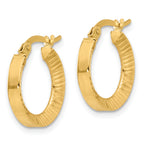 14K Polished and Diamond-cut Hoop Earrings