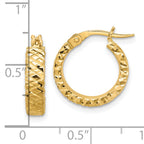 14K Polished 4mm Diamond Cut Hoop Earrings
