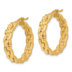 14K Polished and Textured Hoop Earrings