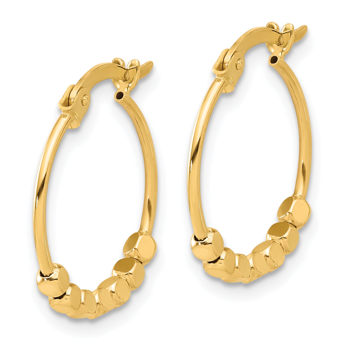 14K Polished Beads Hoop Earrings Secondary image