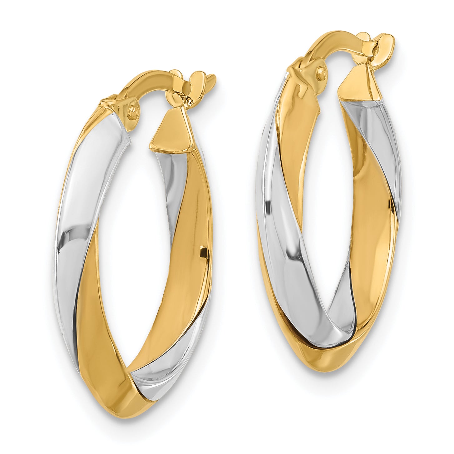 14K Two-tone Polished Twist Hoop Earrings Secondary image