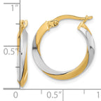 14K Two-tone Polished Twist Hoop Earrings