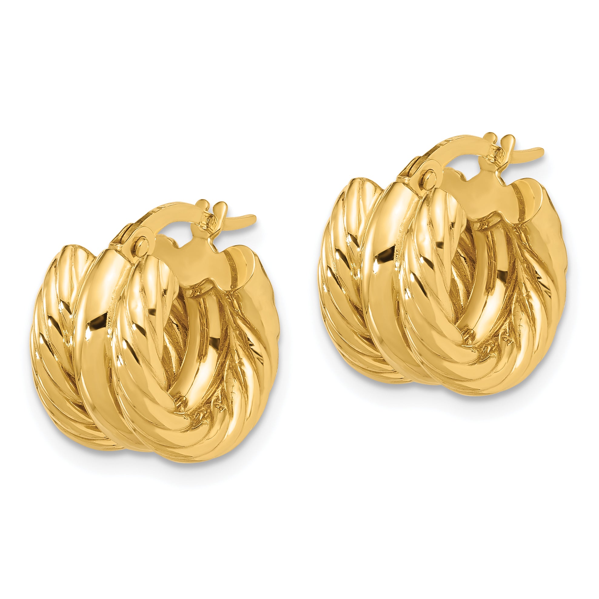 14K Polished and Twisted Hoop Earrings Secondary image