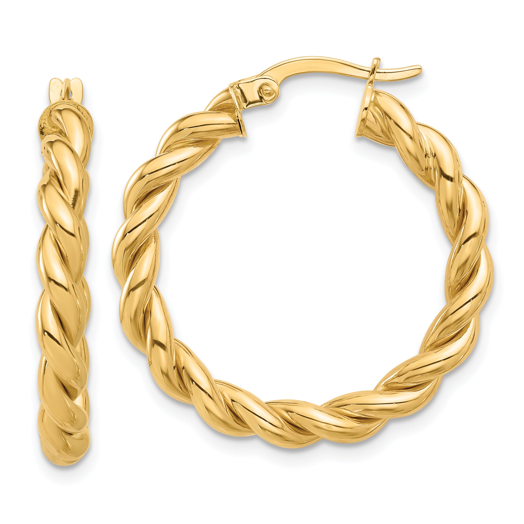 14k Polished Twisted Hoop Earrings Main image