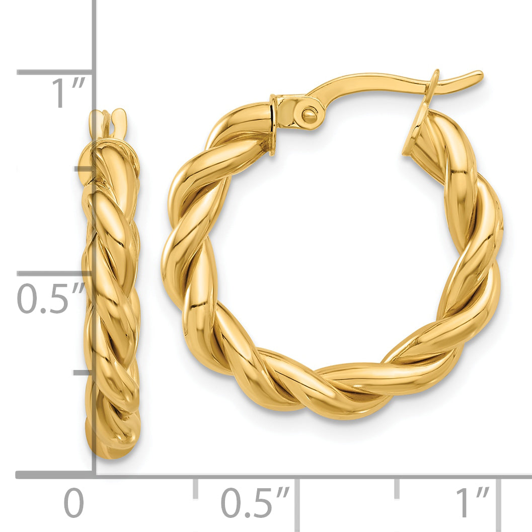 14k Polished Twisted Hoop Earrings