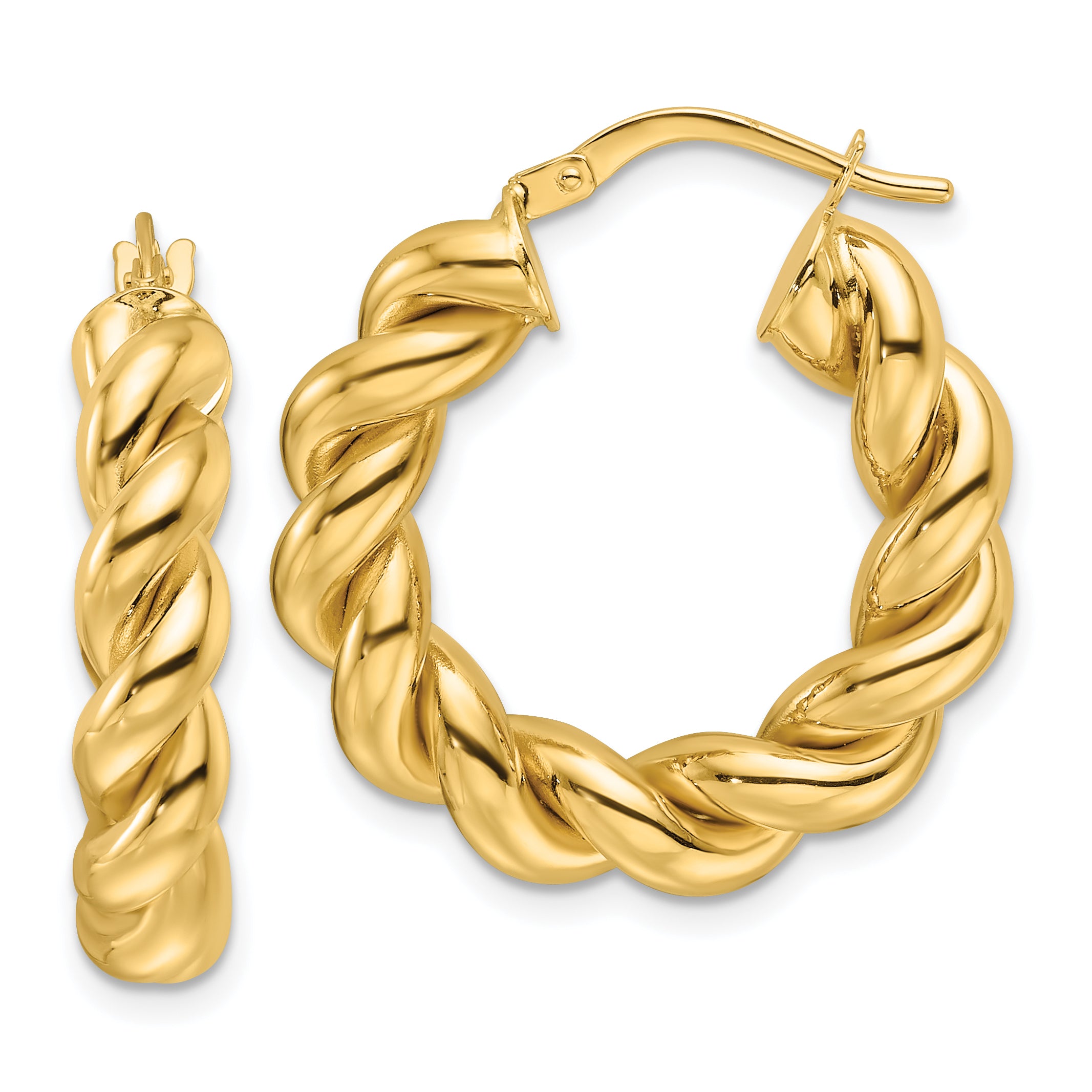 14ky Polished 5.3mm Hollow Twisted Round Hoop Earrings Main image