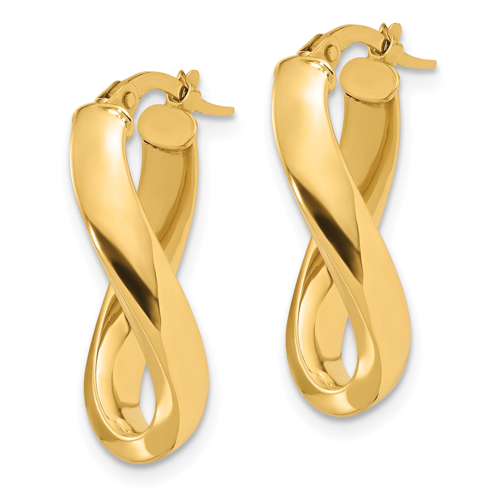 14K Polished Twisted Oval Hoop Earrings Secondary image