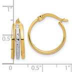 14K Two-tone Polished and Diamond-cut Fancy Hoop Earrings
