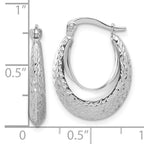 14K White Gold Polished and Diamond-cut Hoop Earrings