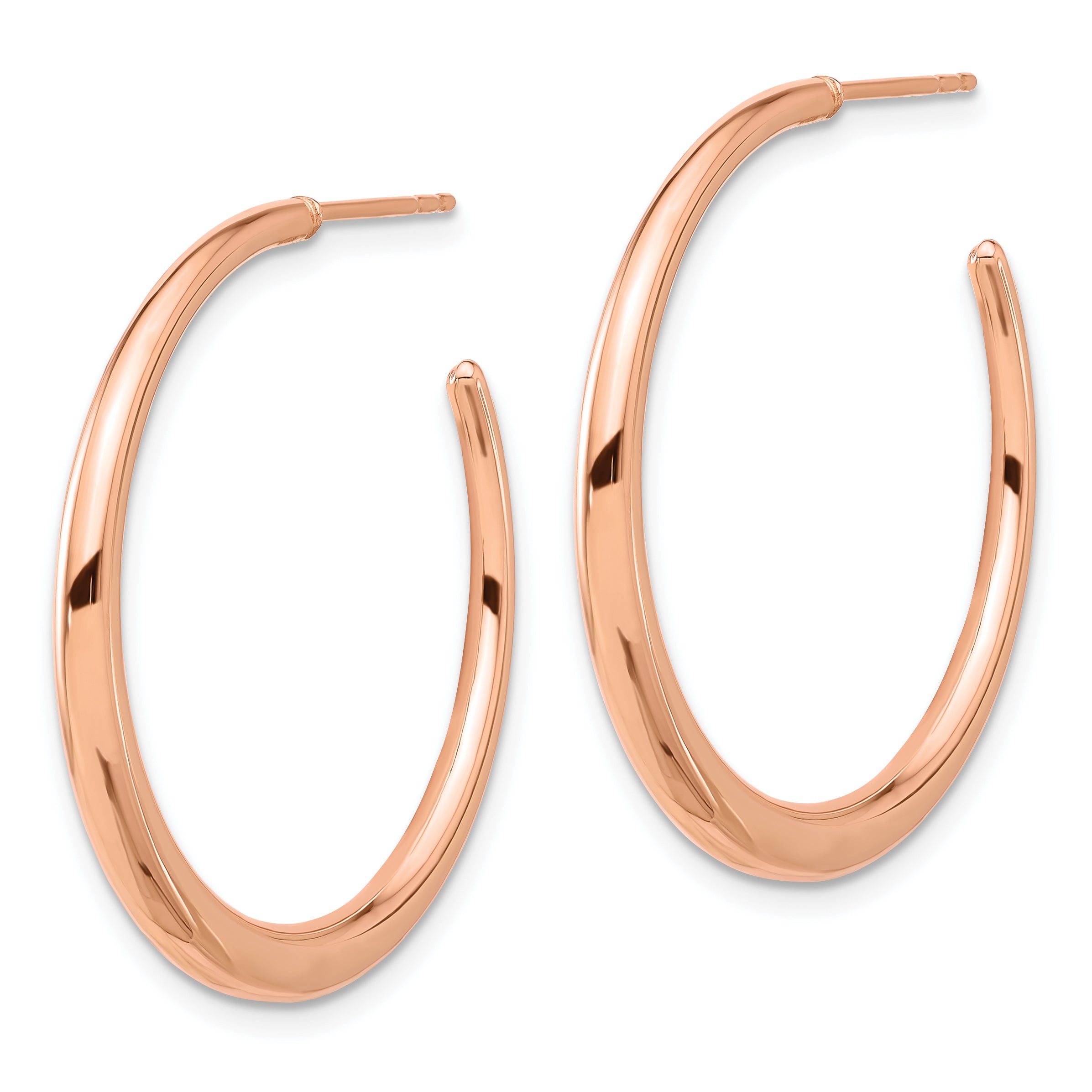 14K Rose Gold Polished Hoop Post Earrings Secondary image