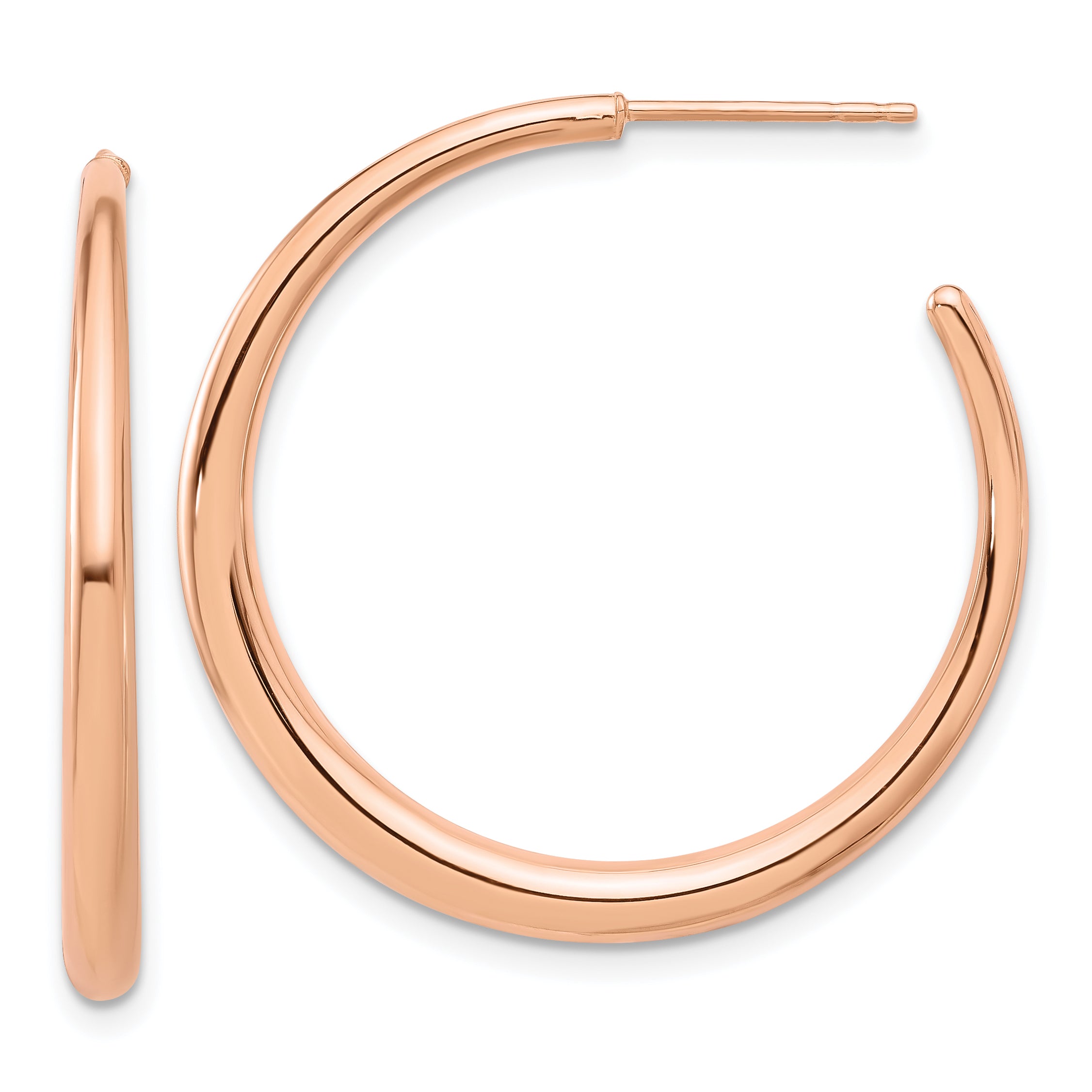 14K Rose Gold Polished Hoop Post Earrings Main image