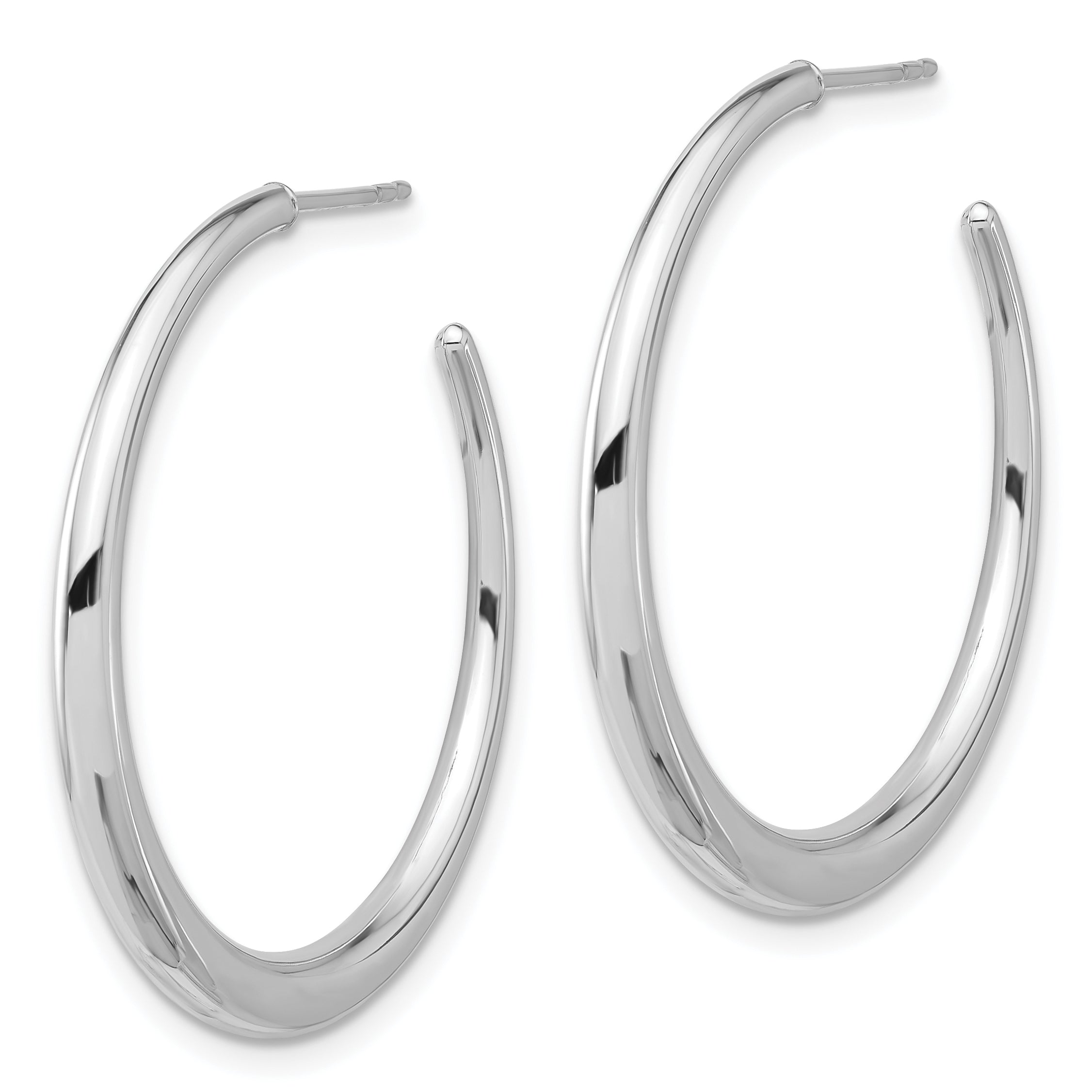 14K White Gold Polished Hoop Post Earrings Secondary image