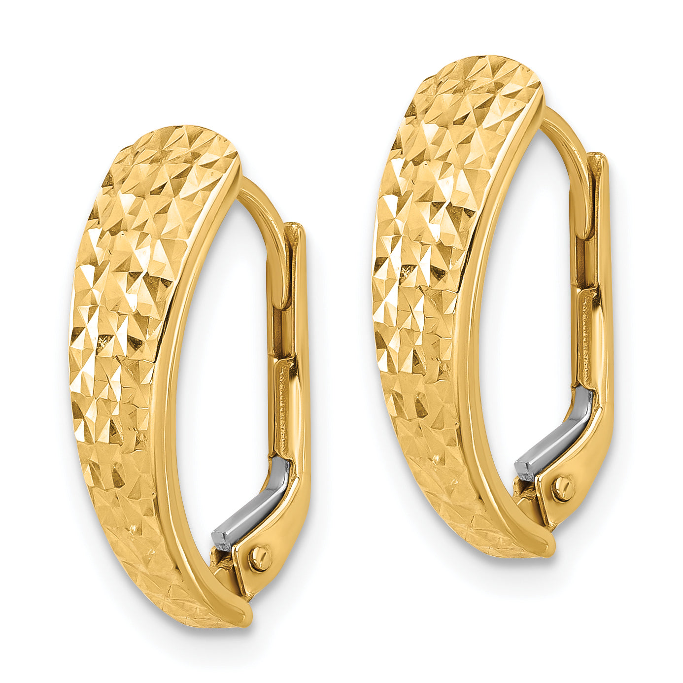 14K Polished and Diamond-cut Leverback Earrings Secondary image