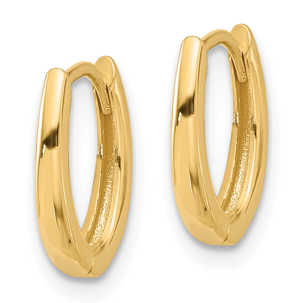 14K Polished Oval Hinged Hoop Earrings Secondary image