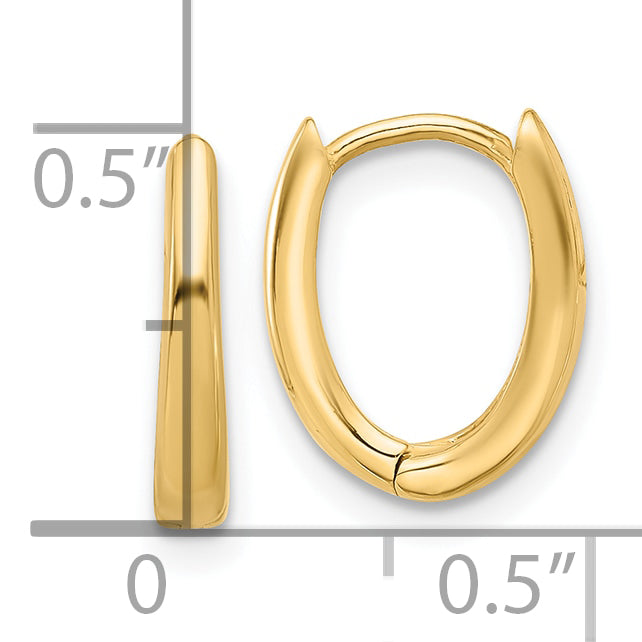 14K Polished Oval Hinged Hoop Earrings
