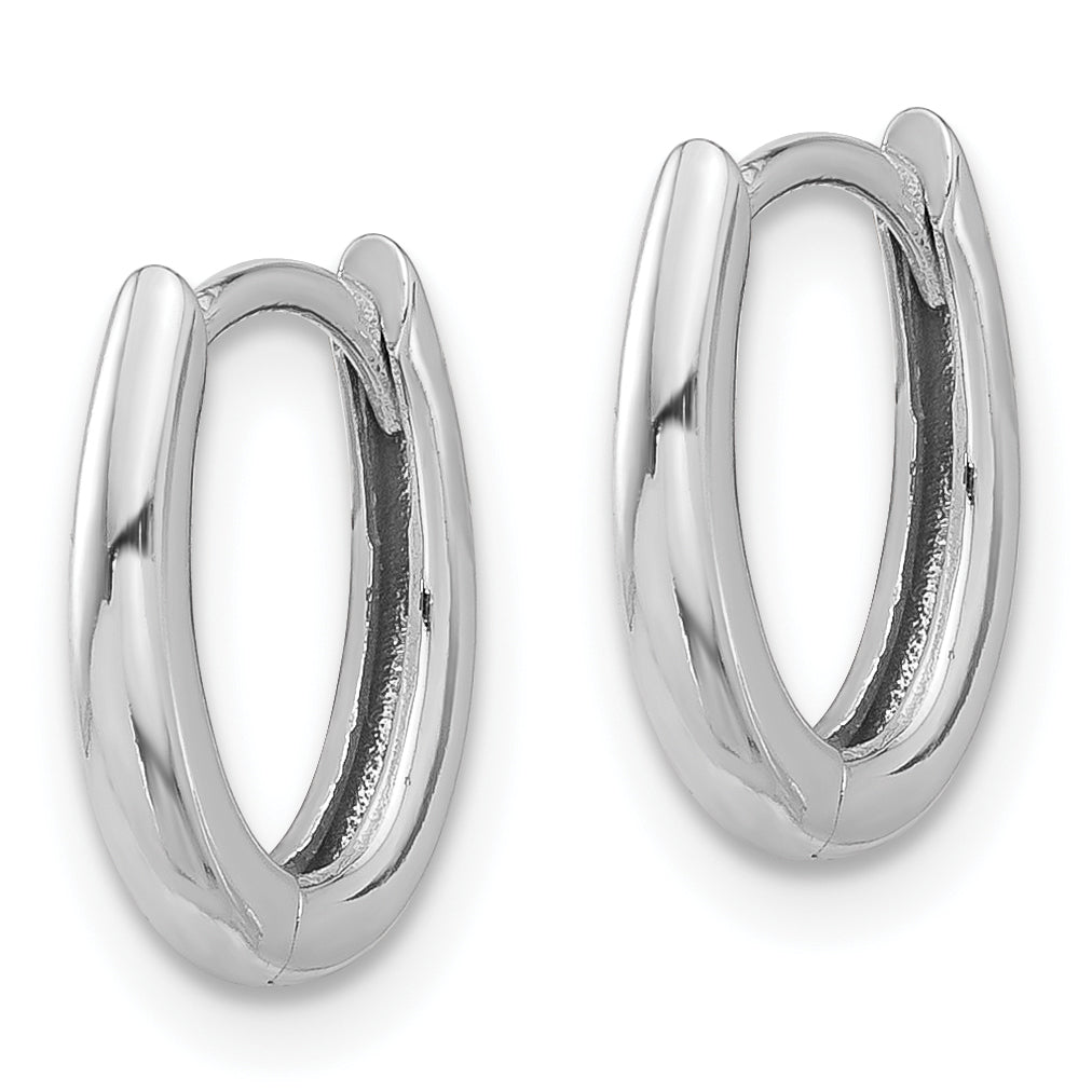 14K White Gold Polished Oval Hinged Hoop Earrings Secondary image